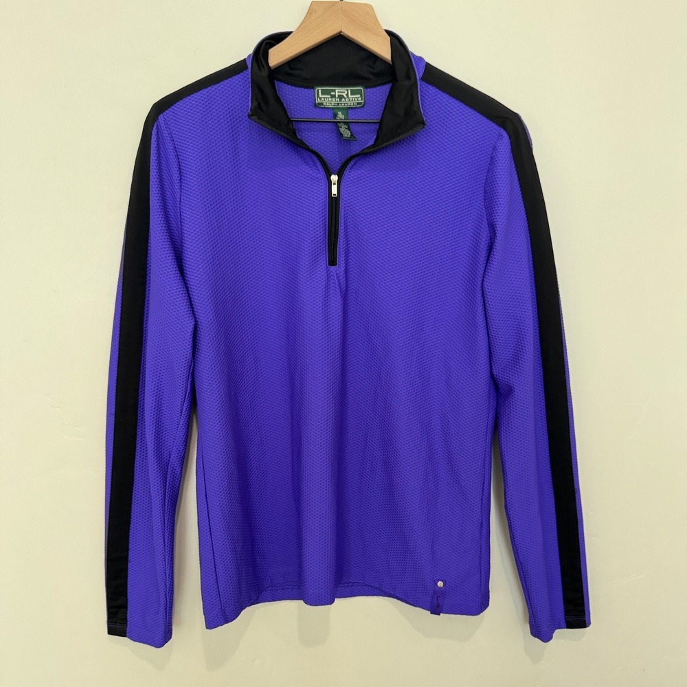 Lauren Active Ralph Lauren Purple Quarter Zip Pullover Waffle Knit Golf Prep XL